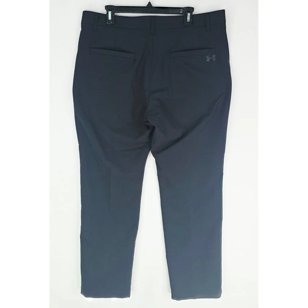 Under Armour Mens Black Golf Pants Flat Front UA Performance Trousers 38x32